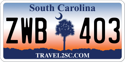 SC license plate ZWB403