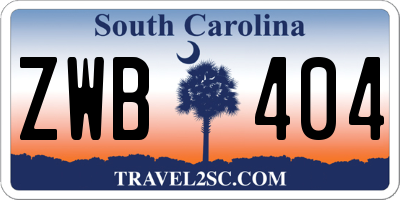 SC license plate ZWB404