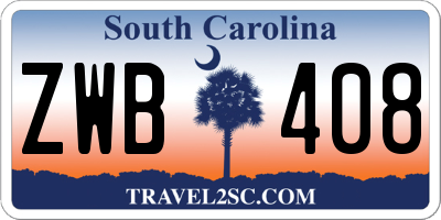 SC license plate ZWB408