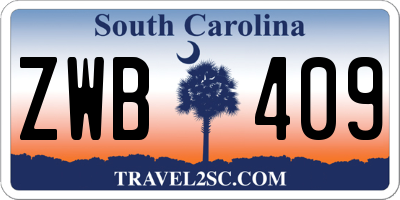 SC license plate ZWB409