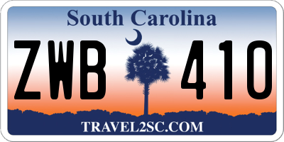 SC license plate ZWB410