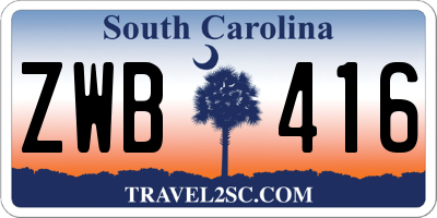 SC license plate ZWB416