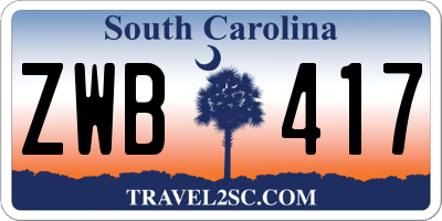 SC license plate ZWB417