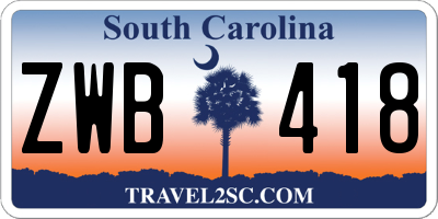 SC license plate ZWB418