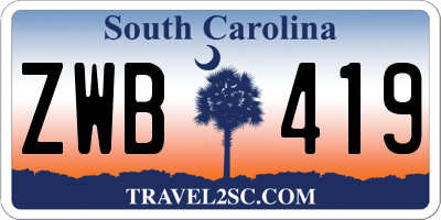SC license plate ZWB419