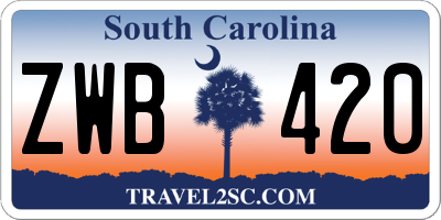 SC license plate ZWB420