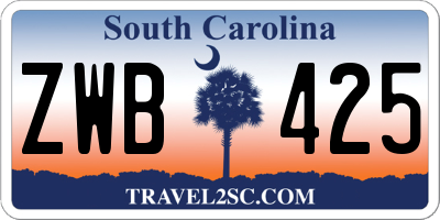 SC license plate ZWB425