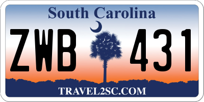 SC license plate ZWB431