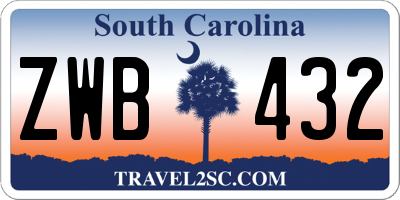 SC license plate ZWB432