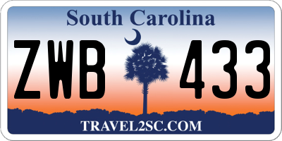 SC license plate ZWB433