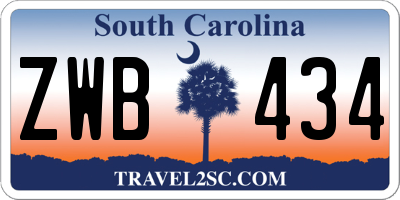 SC license plate ZWB434
