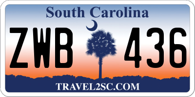 SC license plate ZWB436