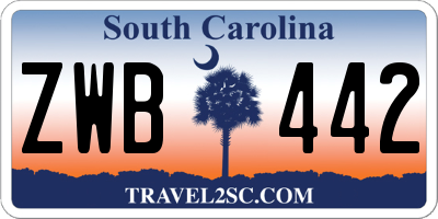 SC license plate ZWB442