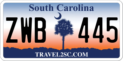 SC license plate ZWB445