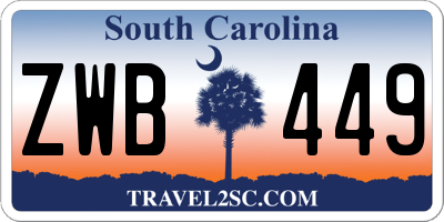SC license plate ZWB449
