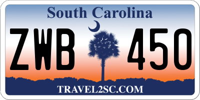 SC license plate ZWB450
