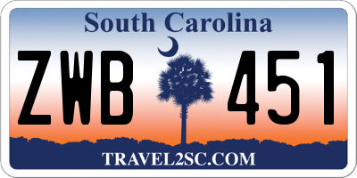 SC license plate ZWB451