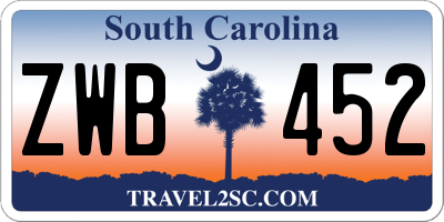 SC license plate ZWB452