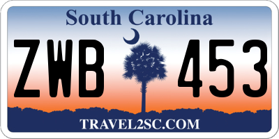 SC license plate ZWB453