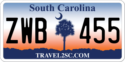 SC license plate ZWB455
