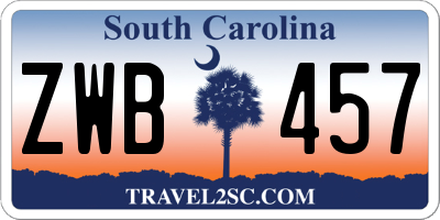 SC license plate ZWB457