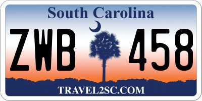 SC license plate ZWB458