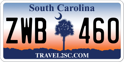 SC license plate ZWB460
