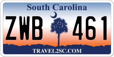 SC license plate ZWB461