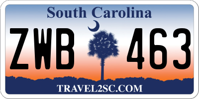 SC license plate ZWB463