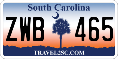 SC license plate ZWB465