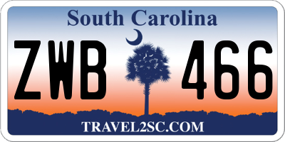 SC license plate ZWB466