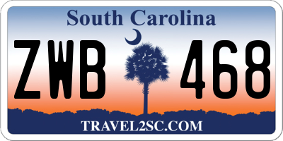 SC license plate ZWB468