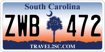 SC license plate ZWB472