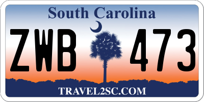 SC license plate ZWB473