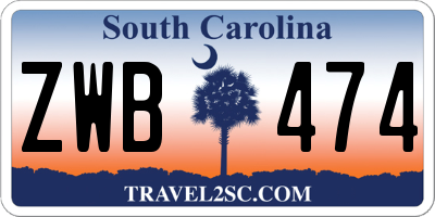 SC license plate ZWB474