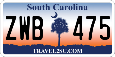 SC license plate ZWB475