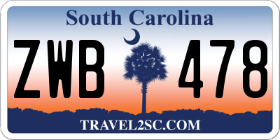 SC license plate ZWB478