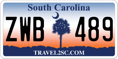 SC license plate ZWB489