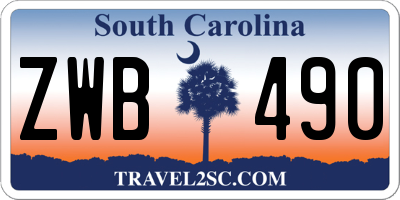 SC license plate ZWB490