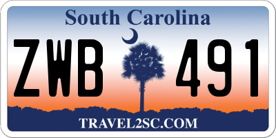 SC license plate ZWB491