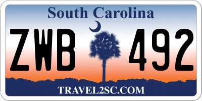 SC license plate ZWB492