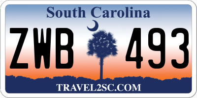 SC license plate ZWB493