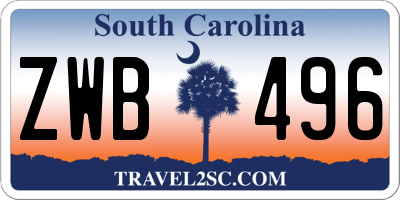 SC license plate ZWB496
