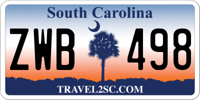 SC license plate ZWB498