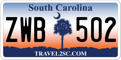 SC license plate ZWB502