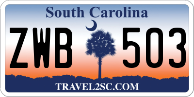 SC license plate ZWB503