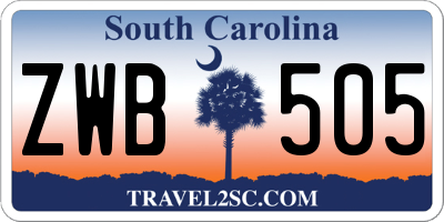 SC license plate ZWB505