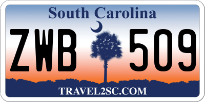 SC license plate ZWB509