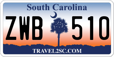 SC license plate ZWB510