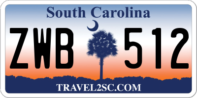 SC license plate ZWB512